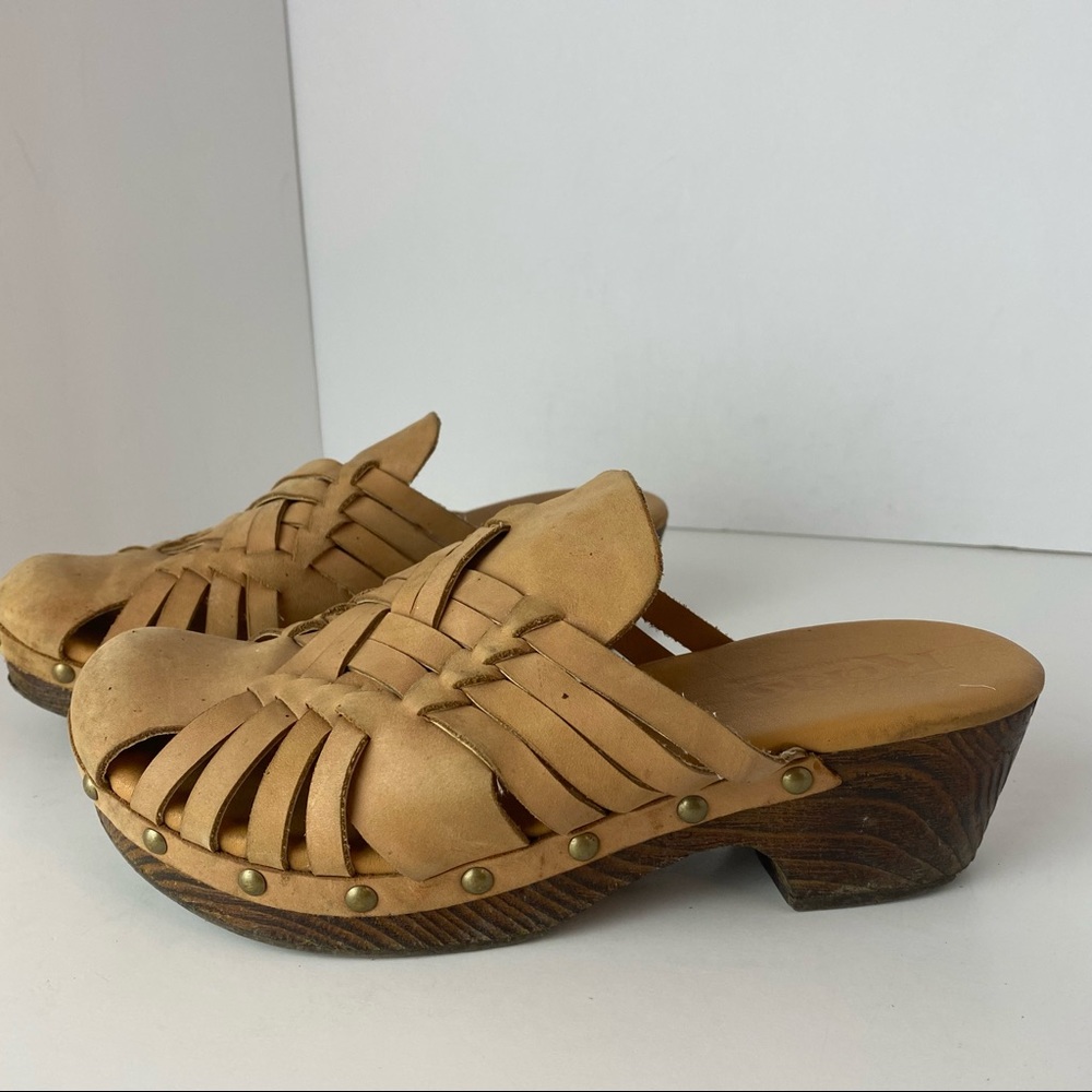 Kork Ease Leather Huarache Mule Sandals